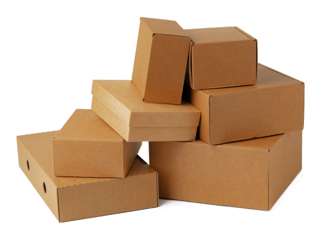Stacked cardboard shipping boxes