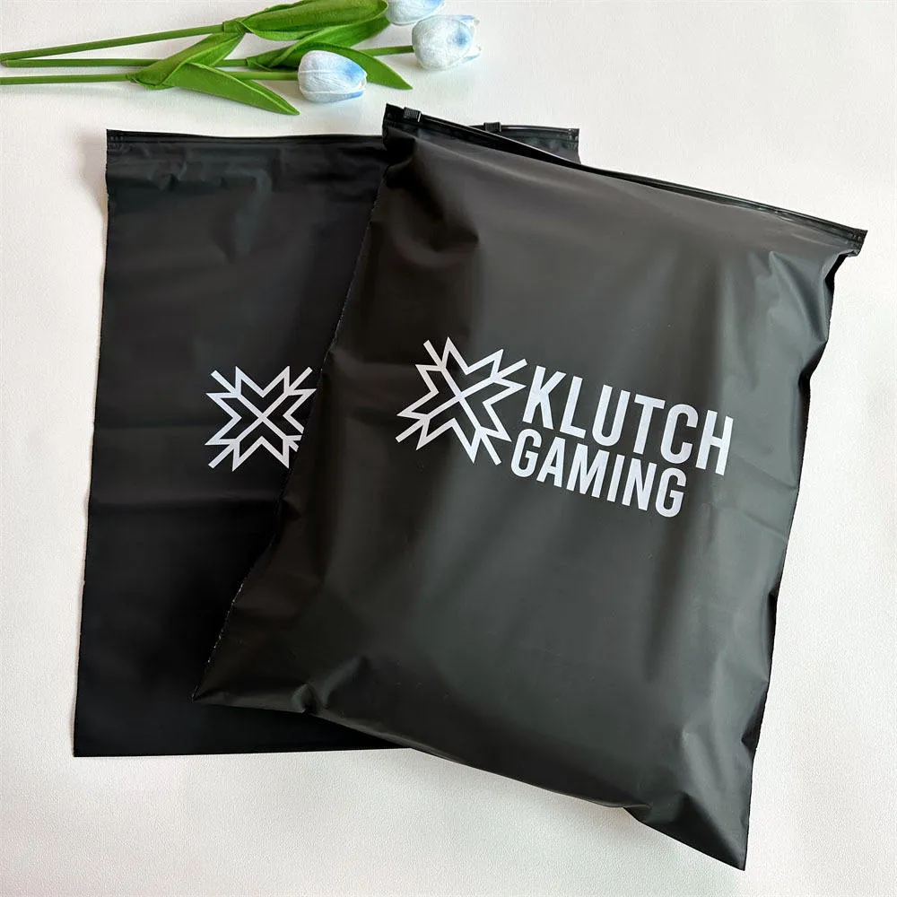 Eco Friendly Custom Logo Frosted Black PE Zip Lock Bags with Matte Zipper for Clothing