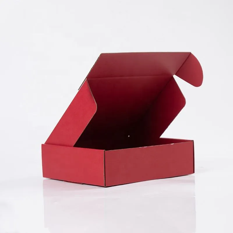 Glossy or Matte Red Laminated Corrugated Mailer Box for Small Business Shipping and Packaging