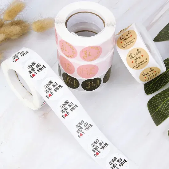 Personalized Custom Thank You, Floral and Holiday Sticker Rolls, Waterproof Self-Adhesive Labels for Gift Packaging